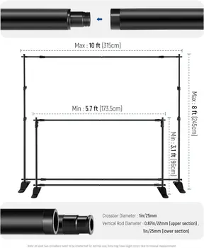 NEEWER NK-ST300 Backdrop Stand Heavy Duty with Widened Bases 10x8ft Background Stand with 4 Crossbars for Photoshoot Studio detail image