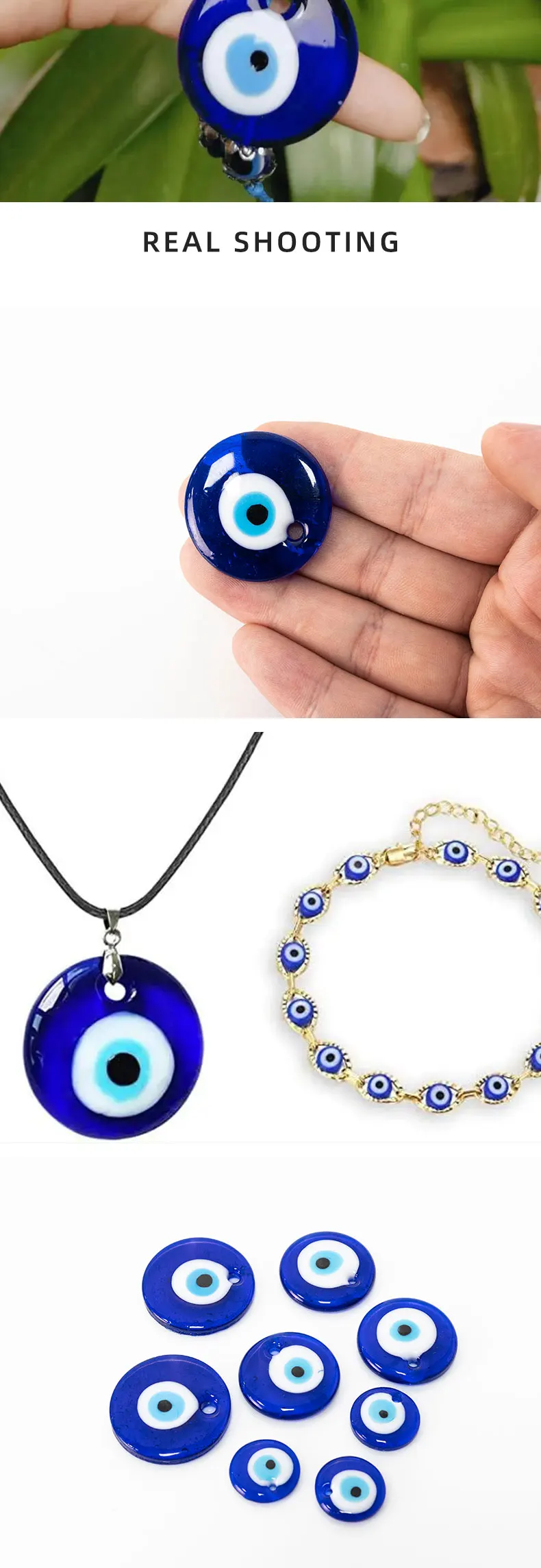 Blue Evil Eye Beads Charms Glass For Jewelry Pendant Keychain Making ...