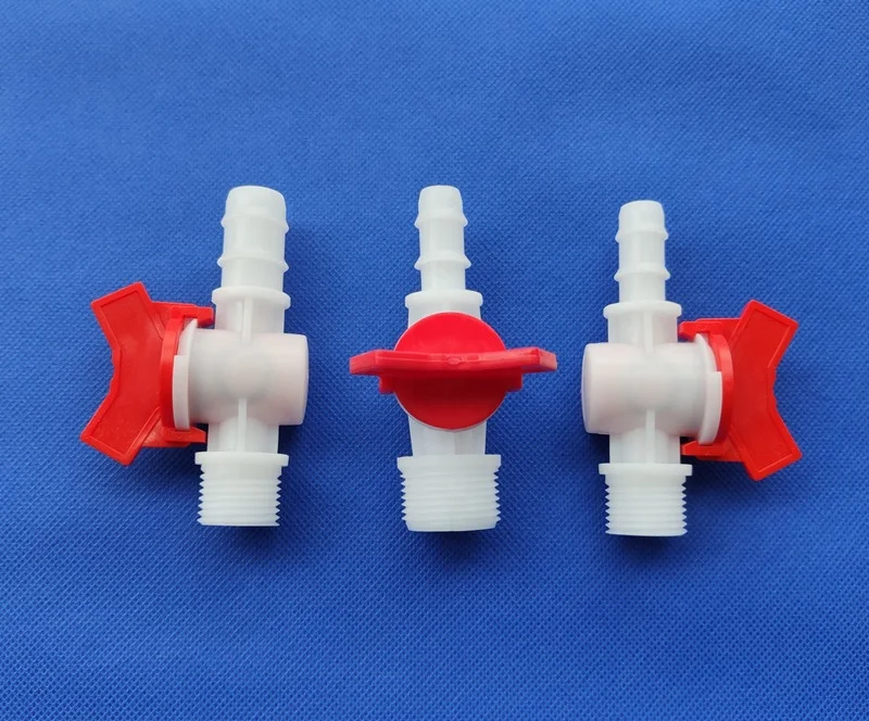 Plastic mini Barb to male thread barbed threaded fitting flow control ball valve