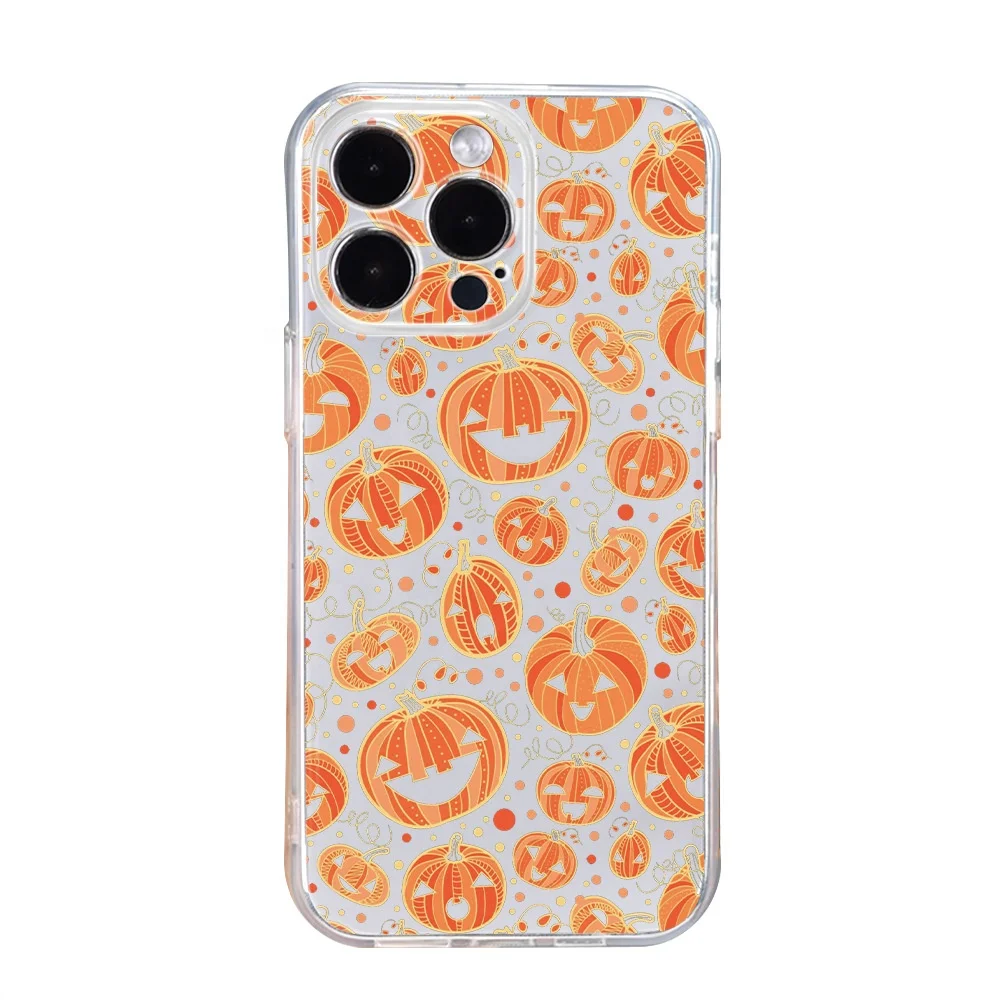 アイフォン 16 15 14 13 12 11 プラス プロ マックス 用のハロウィンプリント電話ケース、ソフト TPU ファッションショックプルーフカバー  