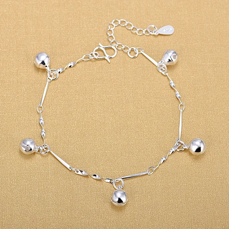 Wholesale Cheap Price Wholesale 925 Silver Twist Chain Bell Charm Women Bracelets  Jewelry From m.