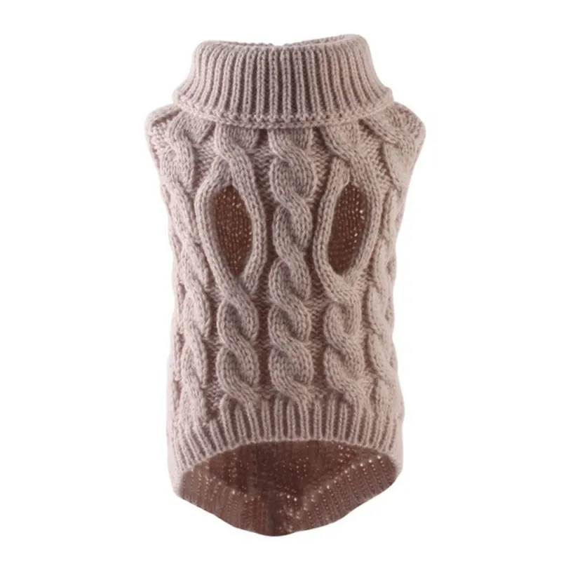 product-750-750 Autumn Winter Pet Dog Sweater Fashionable Solid Color Twist Knitted Warm Clothing Comfortable XL Size Multiple Colors Available