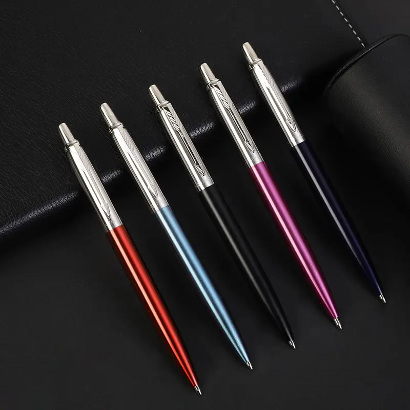 Eacajess New Style Parker Model Pen Black Ink Custom LOGO 1.0mm Gel Ballpoint Pen with Original Metal Steel for Gifts