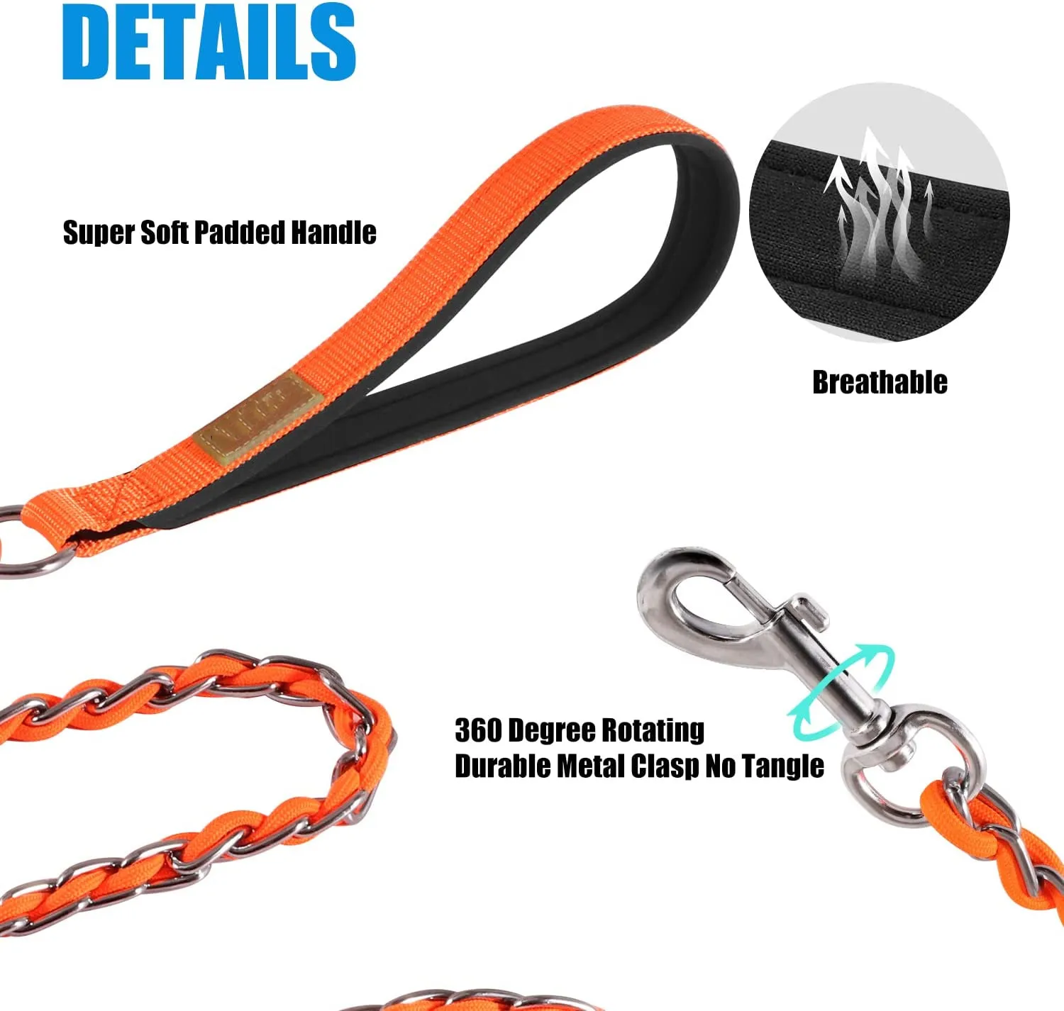 Qqgift Custom Logo Chew Proof Metal Leash Chain Dog Leash For Medium