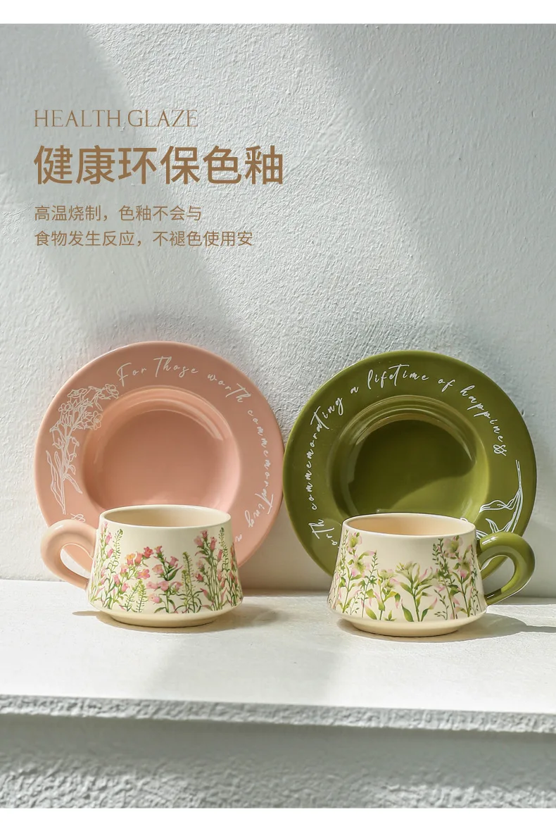 green ceramic coffee cup and saucer combination fresh hand painted coffee cup and saucer-56