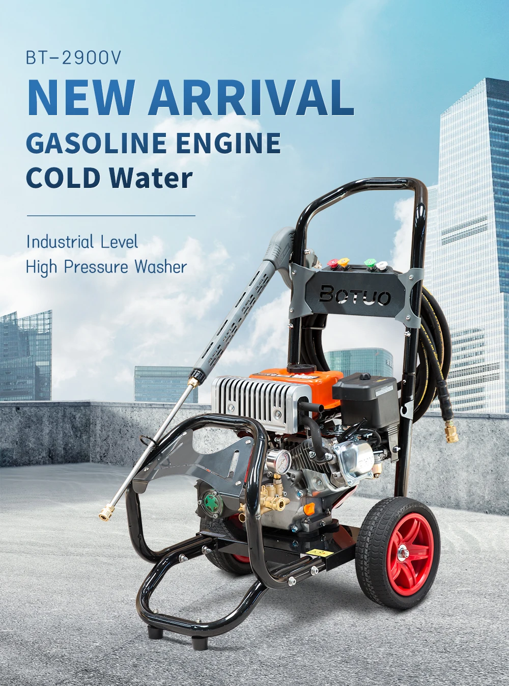 7.5hp Bt2900v New Gasoline Engine Pressure Washing Machine Cold Water