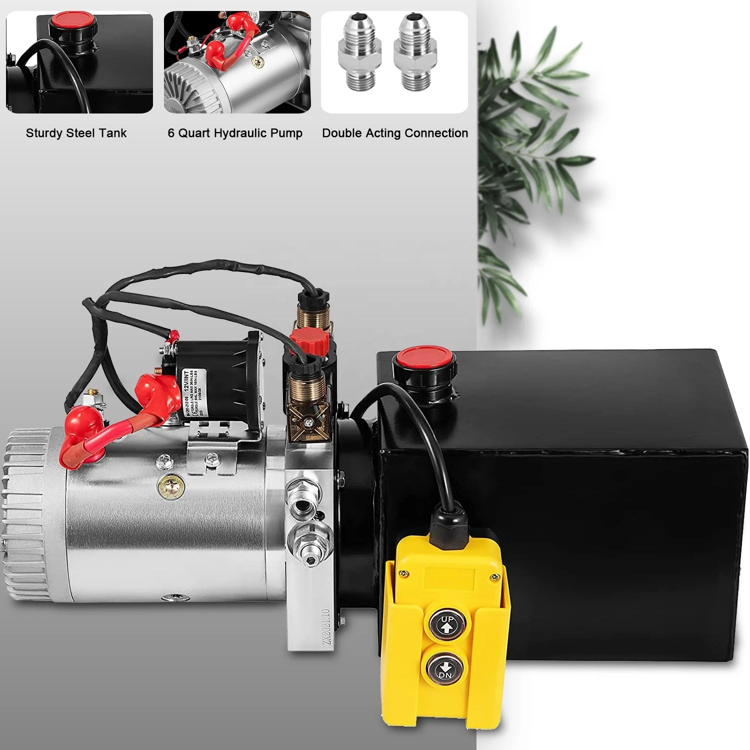 10 Quart Metal Reservoir Double Acting Hydraulic Pump – 12V For Dump Trailer – Hexautoparts