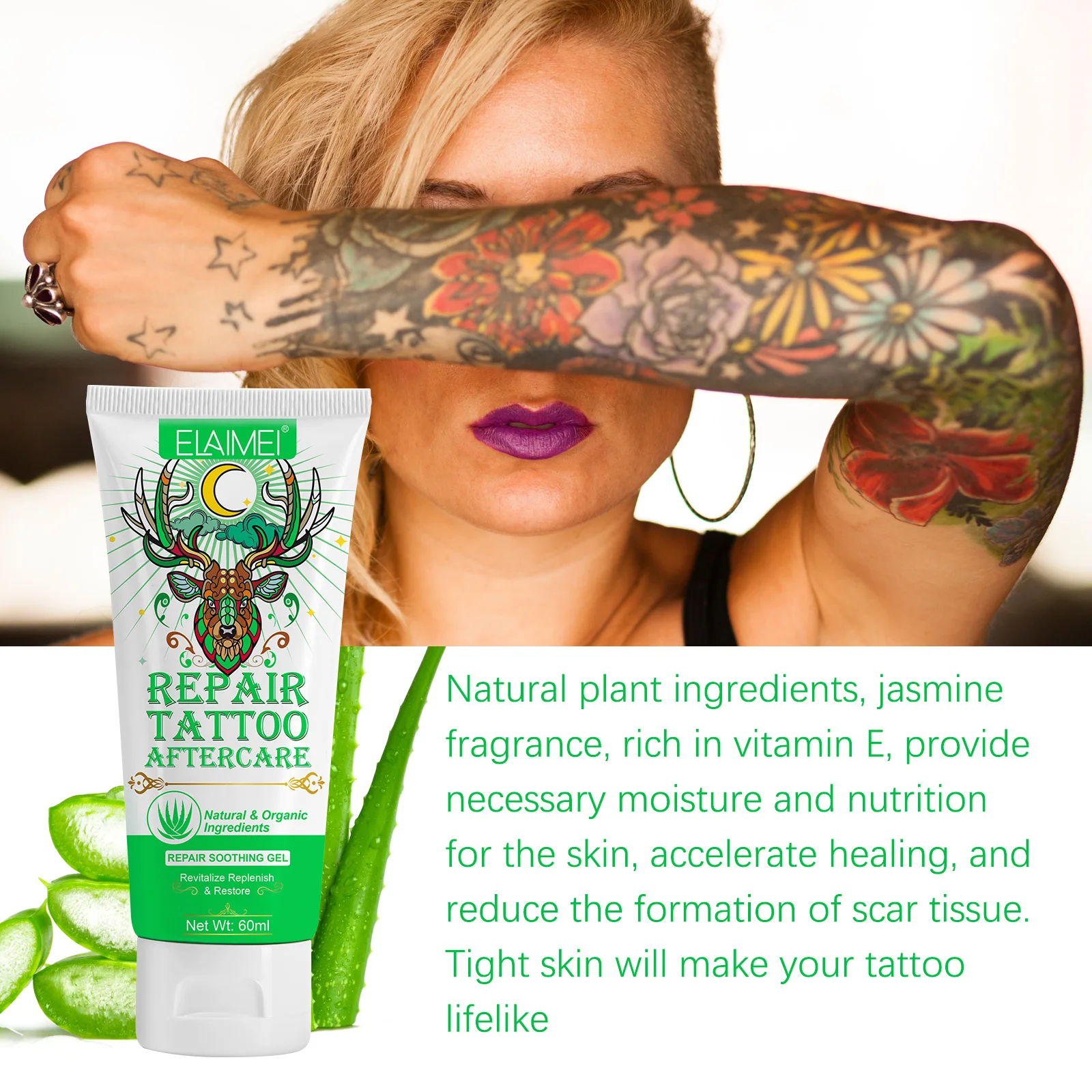Fast Healing Aloe Vera Soothing Tattoo Aftercare Gel 60ml Natural Formula  Skin Hydration Repair Tattoo Aftercare Soothing Gel