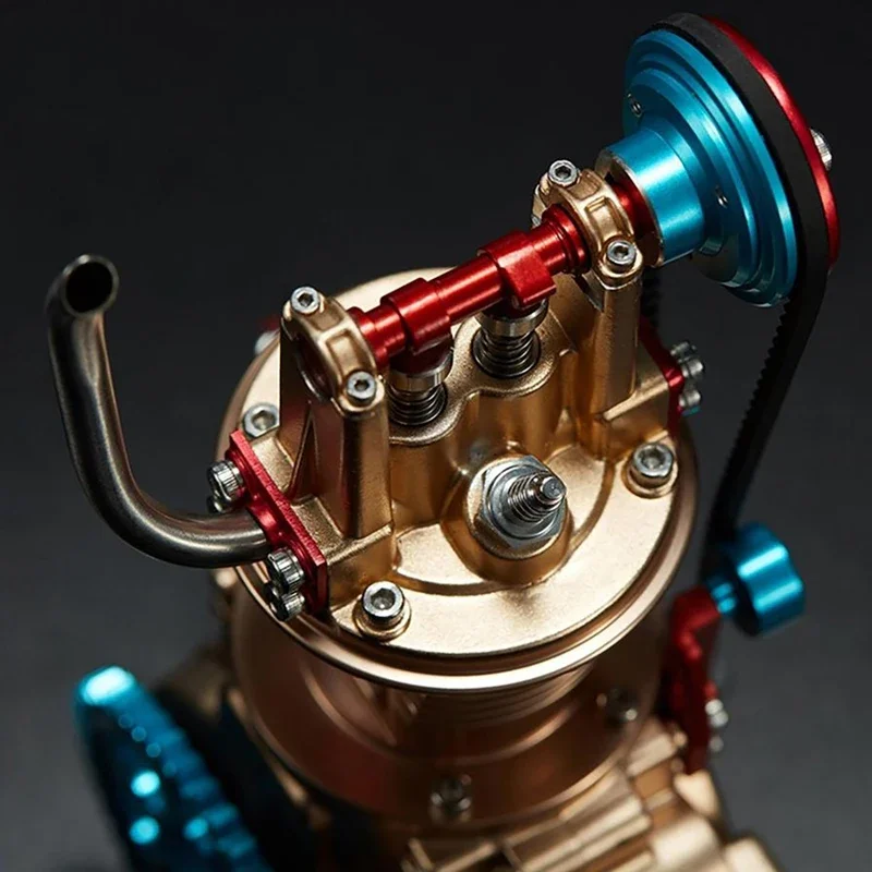 ZJchao Moteur Stirling, Kit de Moteur Stirling à Double Cylindre équilibré avec Plaque de Base en Chêne et Artisanat Goutte à Goutte pour Les Expositions éducatives et Le Divertissement