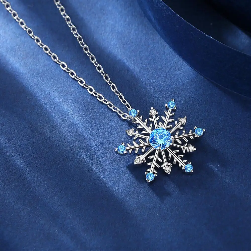 Gelin Diamond Snowflake Necklace | 14K Solid Gold Snow Flake Necklace for  Women