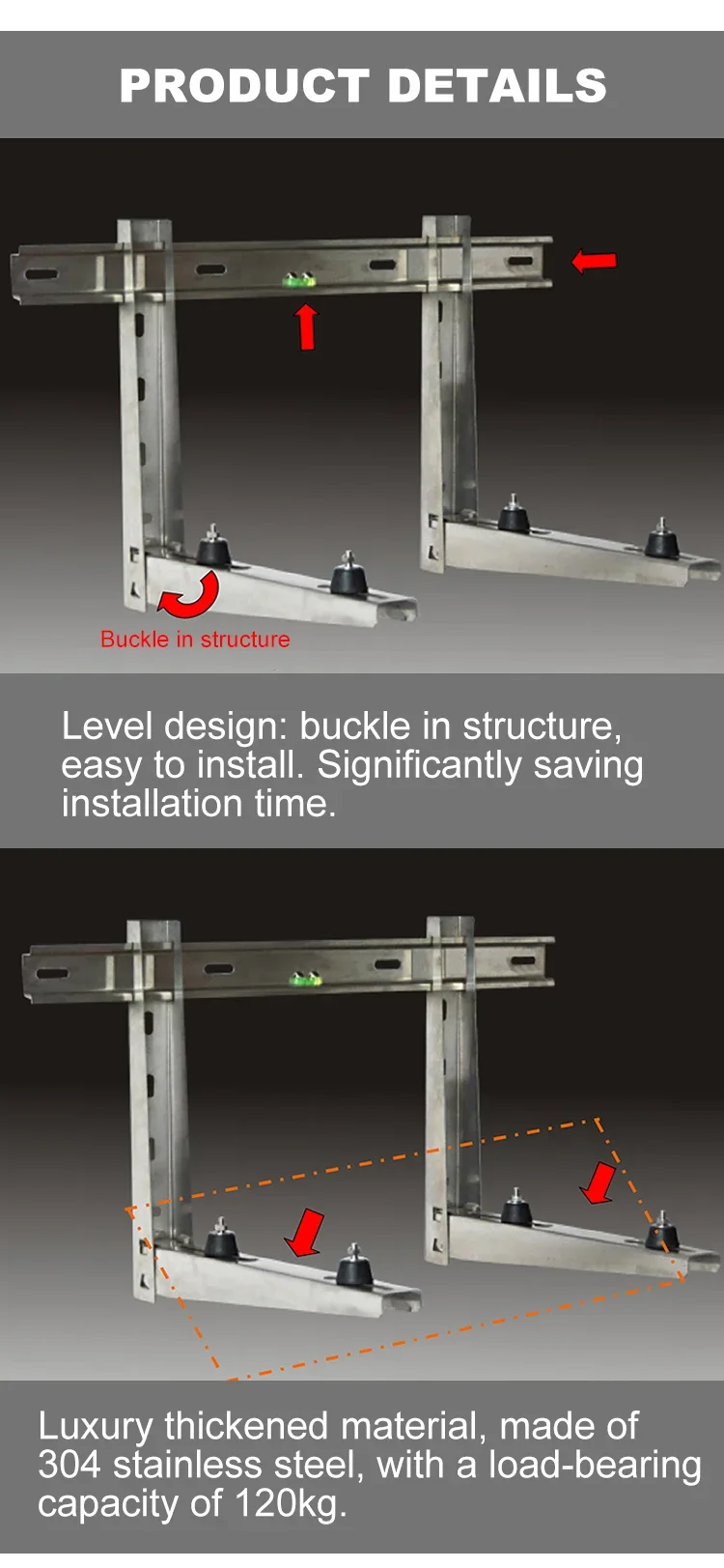 Mini Split Systems AC Wall Bracket Air Conditioner Mount Support ...