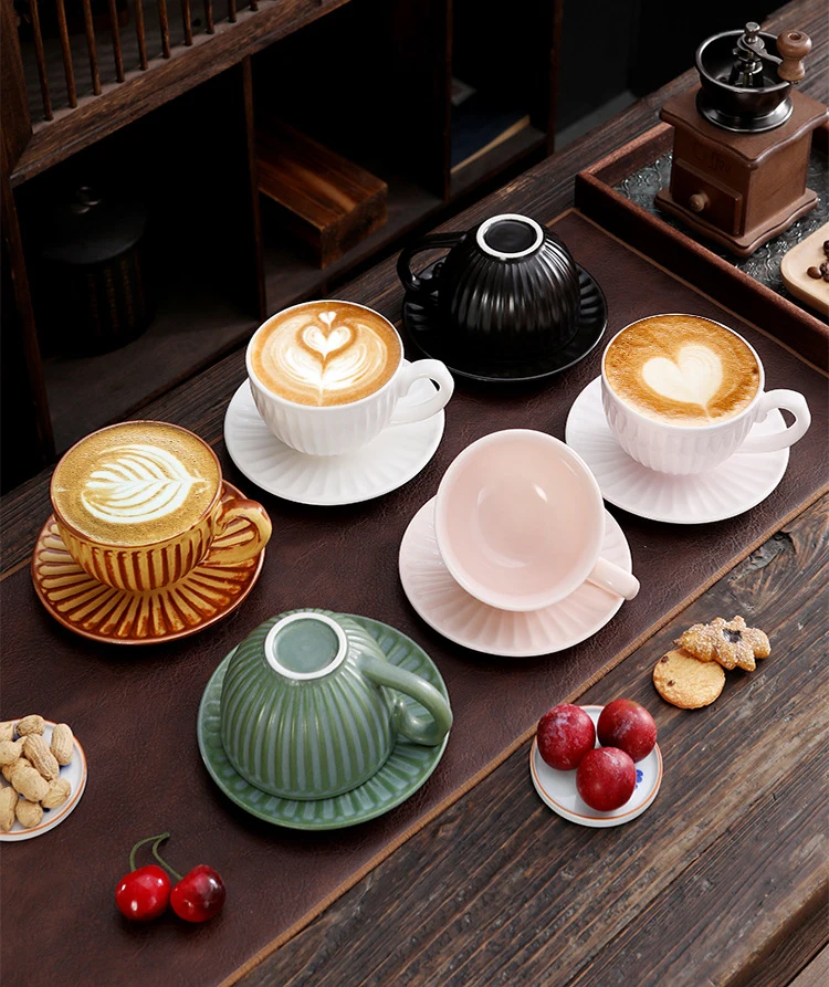 300ml Porcelain Coffee Cup and Saucer Set for Latte Cappuccino