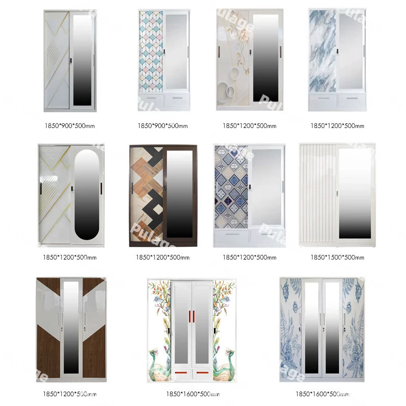 Steel Wardrobe with Printed Design and Sliding Doors 1500mm for Bedroom Storage