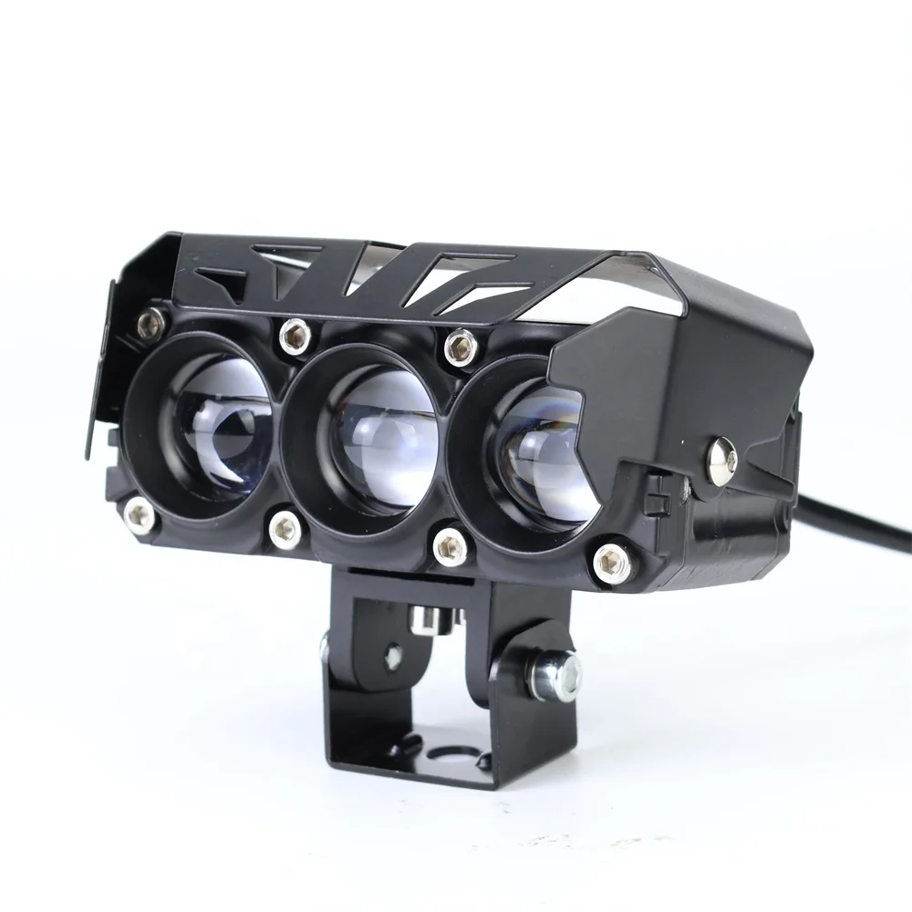 TIYPEOR Motorcycle Triple Lens High/Low Beam Super Bright High Power Aluminum Spotlight Off-road Fog Light Auxiliary Headlight