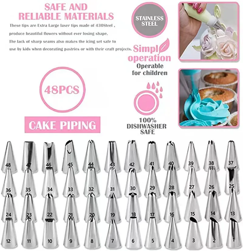 464PCS Cake Turntable Set With Round Cake Pans Decorating Supplies Kit Baking Pastry Tools Baking Accessories