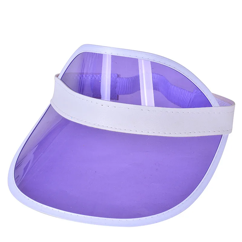New Design Custom Logo UV Protection Hat Transparent Pvc Plastic Sun Visor Cap