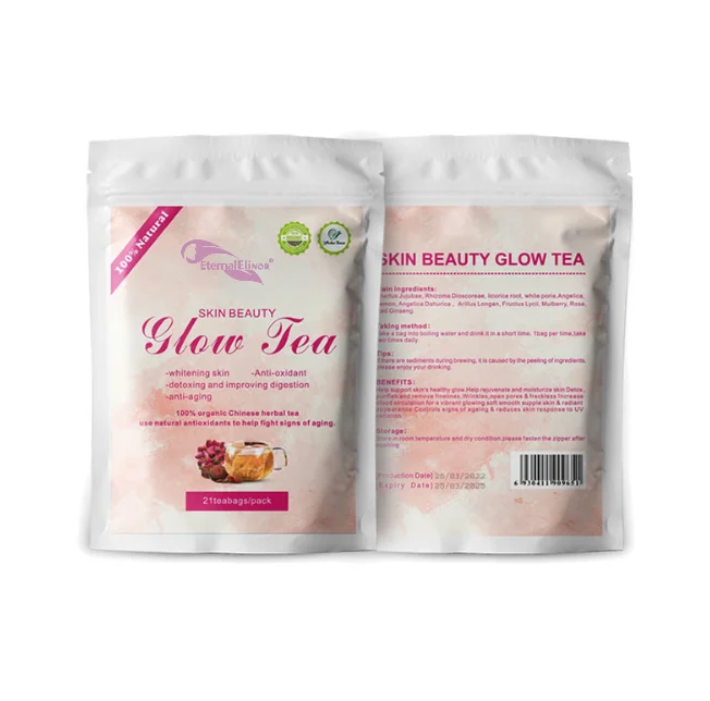 Private Label 10 Days Glowing Tea Strong Whitening Spot and Fading Chinese Tea for Skin Beauty Green Tea Extract Fat Burner