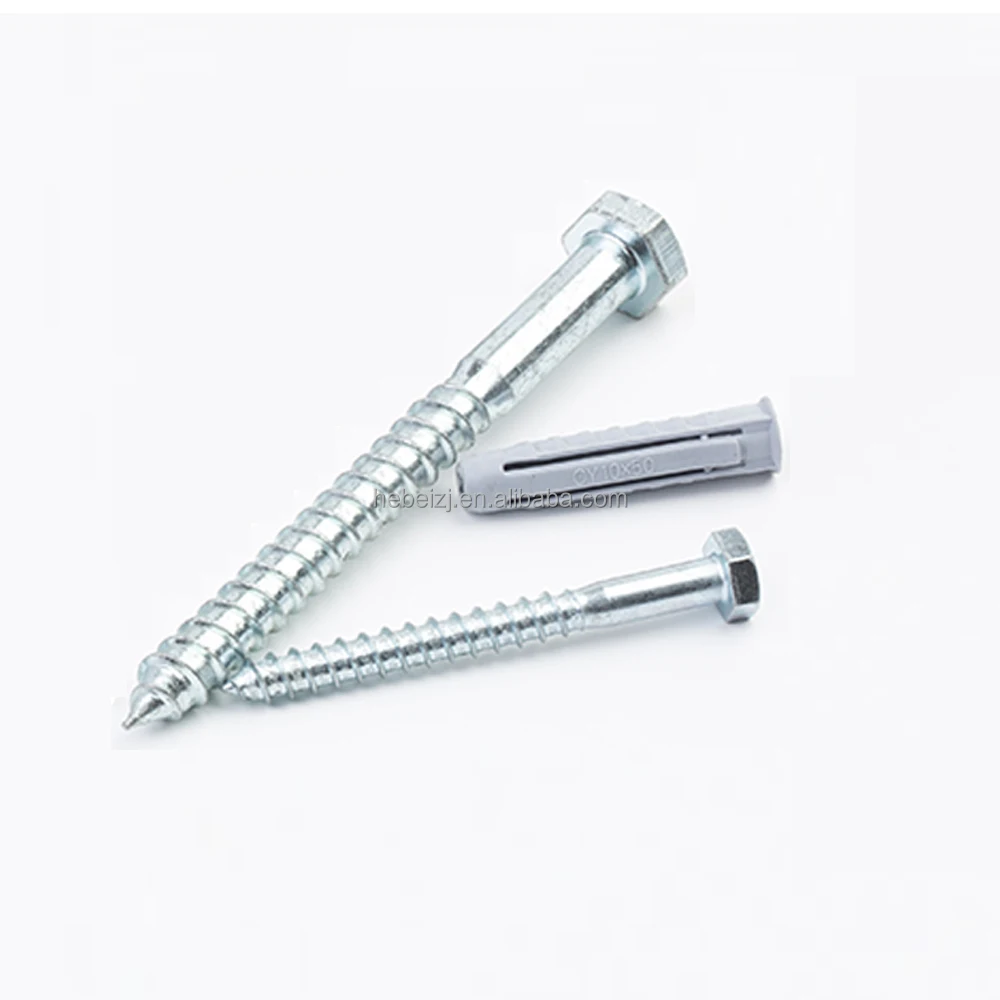 Hexagon Wood Screws And Plastic Expansion Plugs Galvanized Screws Wood Screws Buy Hex Wood