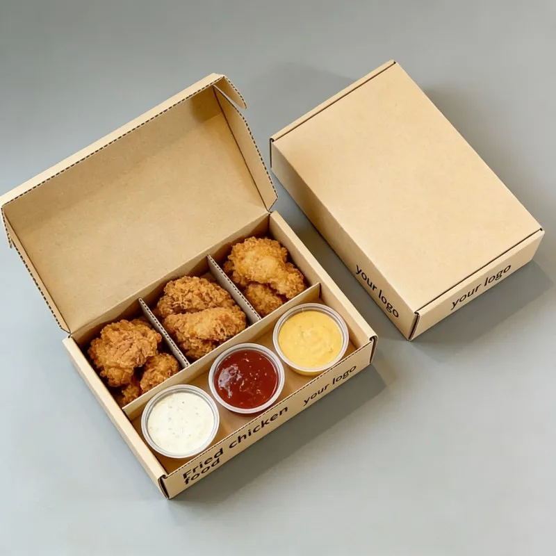 Food Grade Recyclable Personalize High-quality Corrugated Paper Box Fried Chicken French Fries Hamburger Fast Food Packaging Box