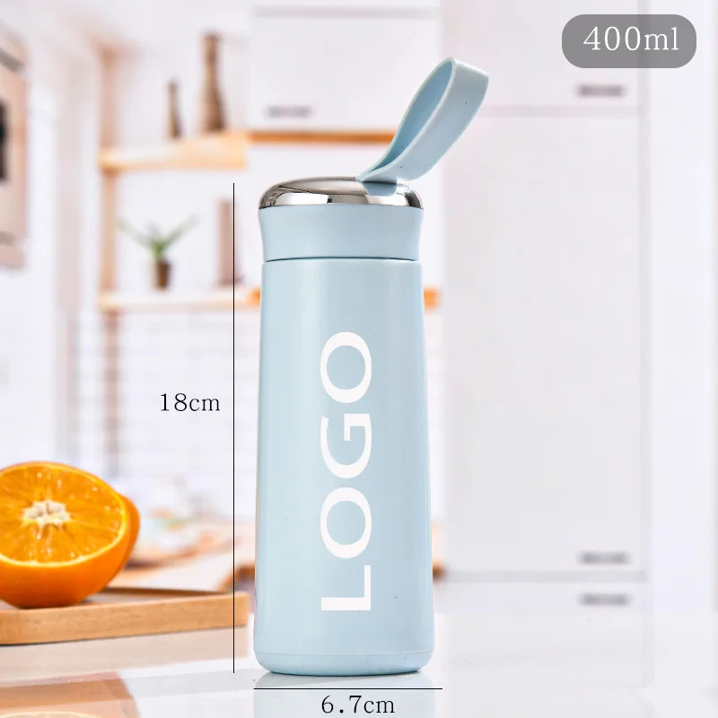 Изготовленный на заказ логотип новый хрустальный шейкер Изолированная бутылка для спортзала 400 мл с двойной стенкой термо стеклянная бутылка для воды оптом