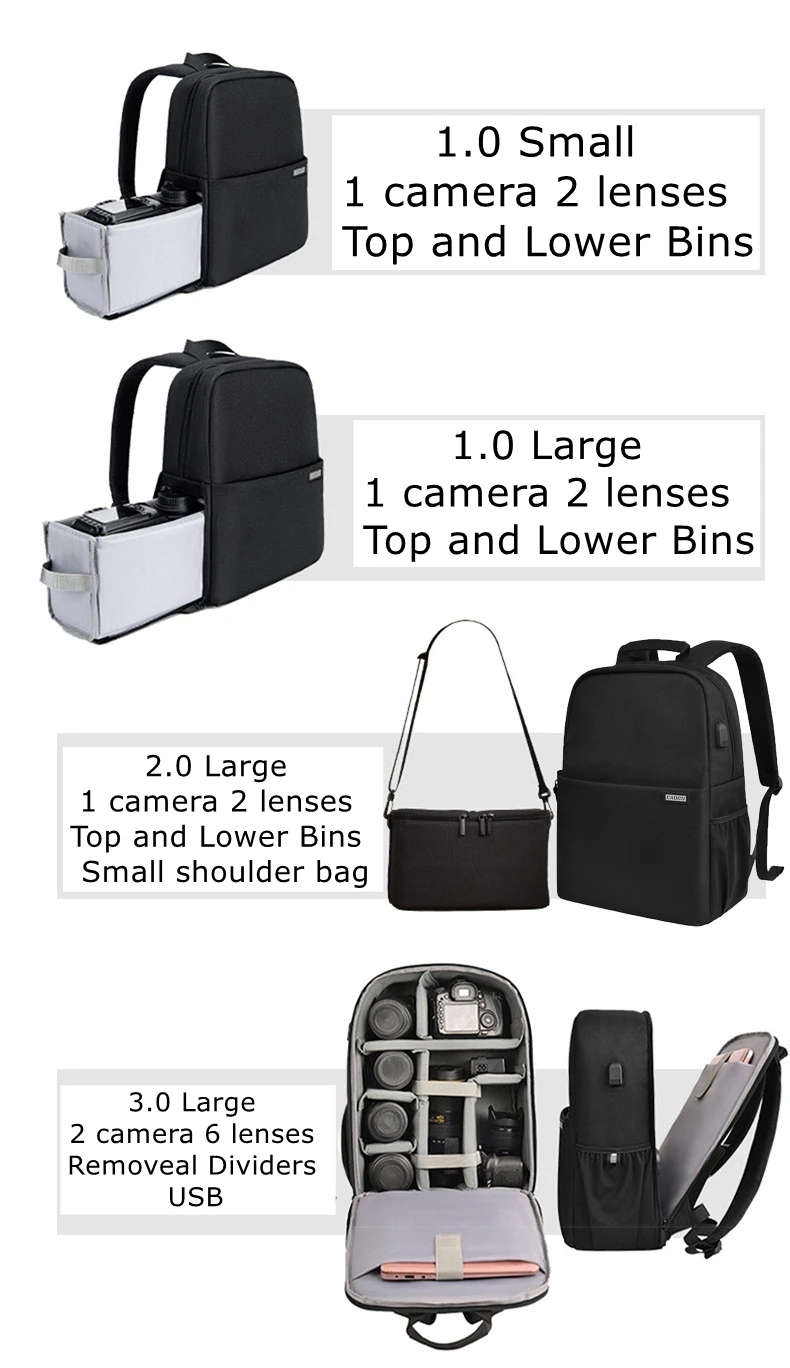 Caden L4 Large Fashion Laptop Camera Bag Waterproof Photography Travel