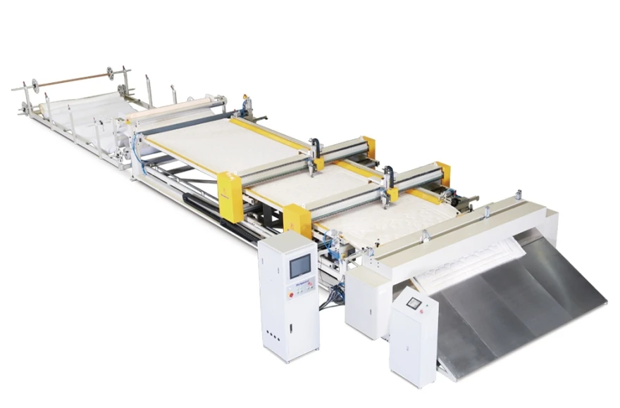 Richpeace Computerized Automatic Continuous Feeding Double Saddles Quilting Machine for Mattress Protector, Duvet, Blanket