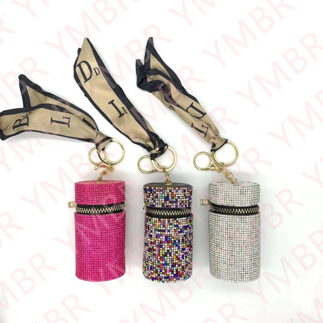 2023 Pu Leather Diamond Lip Gloss Keychain Organizer Girls Cosmetics