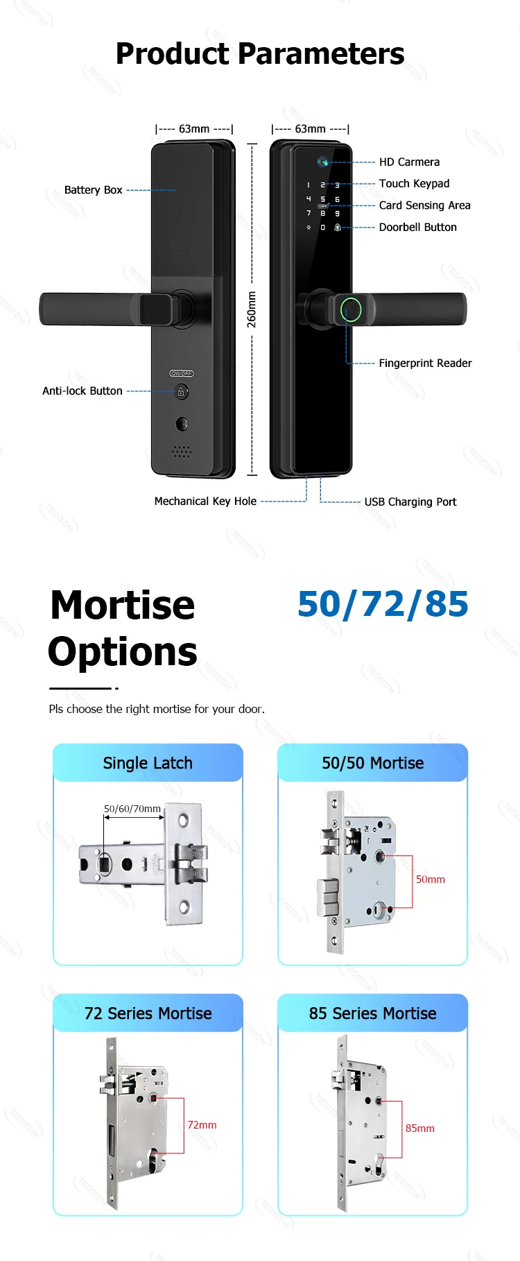 Tediton Cerradura Inteligente Zigbee Alexa Security Wood Door Tuya Wifi Smart Lock Door Lock With Camera Fingerprint Doorbell