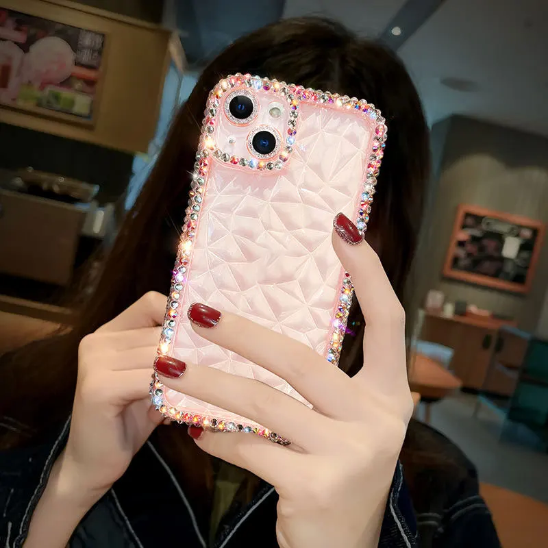 Cute Bling Crystal 3D Diamond Gems Mobile Phone Cases for iPhone 14 13 12 11 Pro Max XS XR X 7 8 Plus SE 2020 Diamond Covers supplier