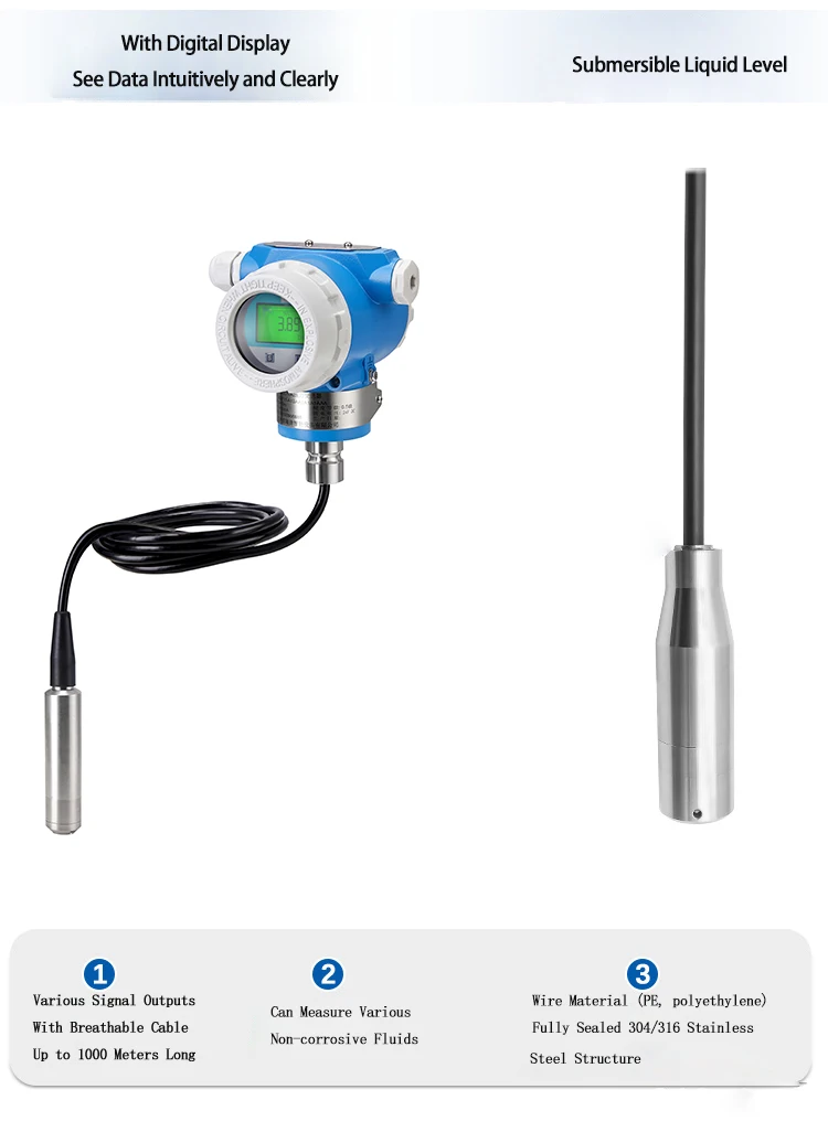 Water Level Measurement Instruments Level Probe Sensor For Water Tank