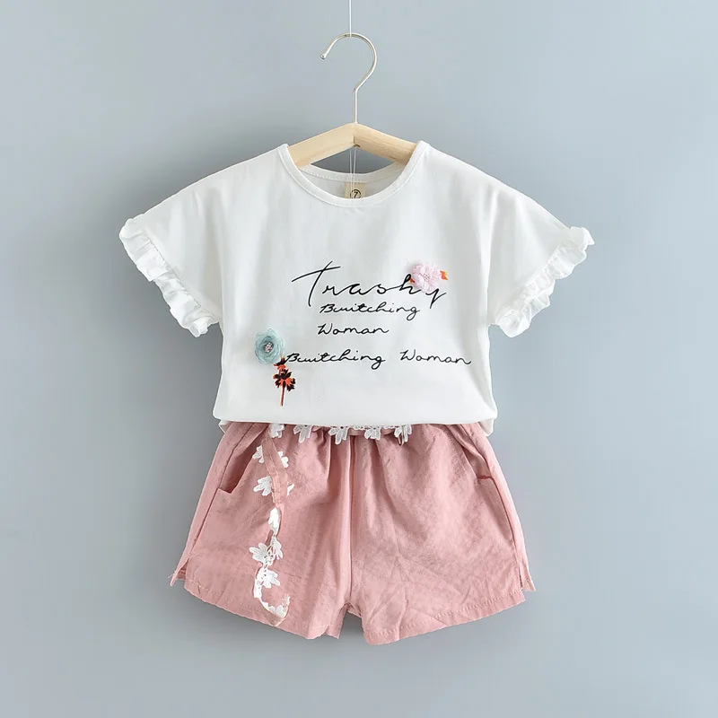 Baby Girl Clothes 2pcs Ruffle Outfits White Shirt Tops+ Denim Pants ...