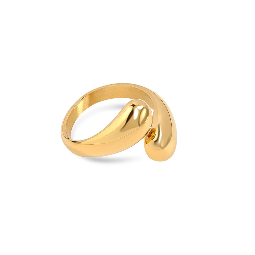 MOLLY Stainless Steel Hollow Eye Pattern Ring For Women Non Fade Waterproof 18k Gold Plated Hypoallergenic Non Tarnish Fashion Adjustable Ring I.572710233