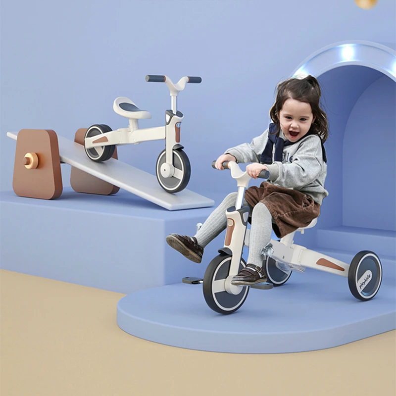 Purorigin OEM Wholesale Portable Folding 3 Wheel Cycle 4-in-1 Multi-Function Baby Balance Bike Tricycle for Kids 1-6 Years Old