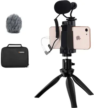 Comica CVM-VM10-K2 Smartphone Microphone with Tripod, Shotgun Video Mic for iPhone and Android Phone, Vlogging Kit for Youtube