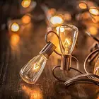 Brown Wedding Party Party String Light 25ft 25 Clear ST35 Bulbs Classic Patio Edison Garlands String Light Black Brown Cable Outdoor Christmas Wedding Party Ornament