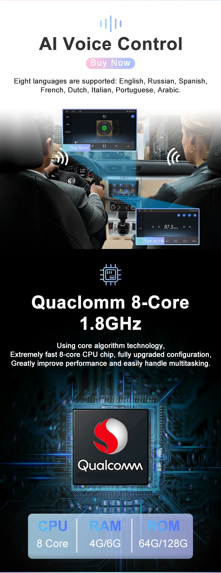 Qualcomm QLED Carplay Android 11 8core 6+128GB DSP Car multimedia system for 2din universal GPS WIFI Radio stereo