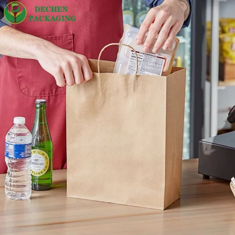 Die Cut Handle Disposable Takeaway Paper Bag
