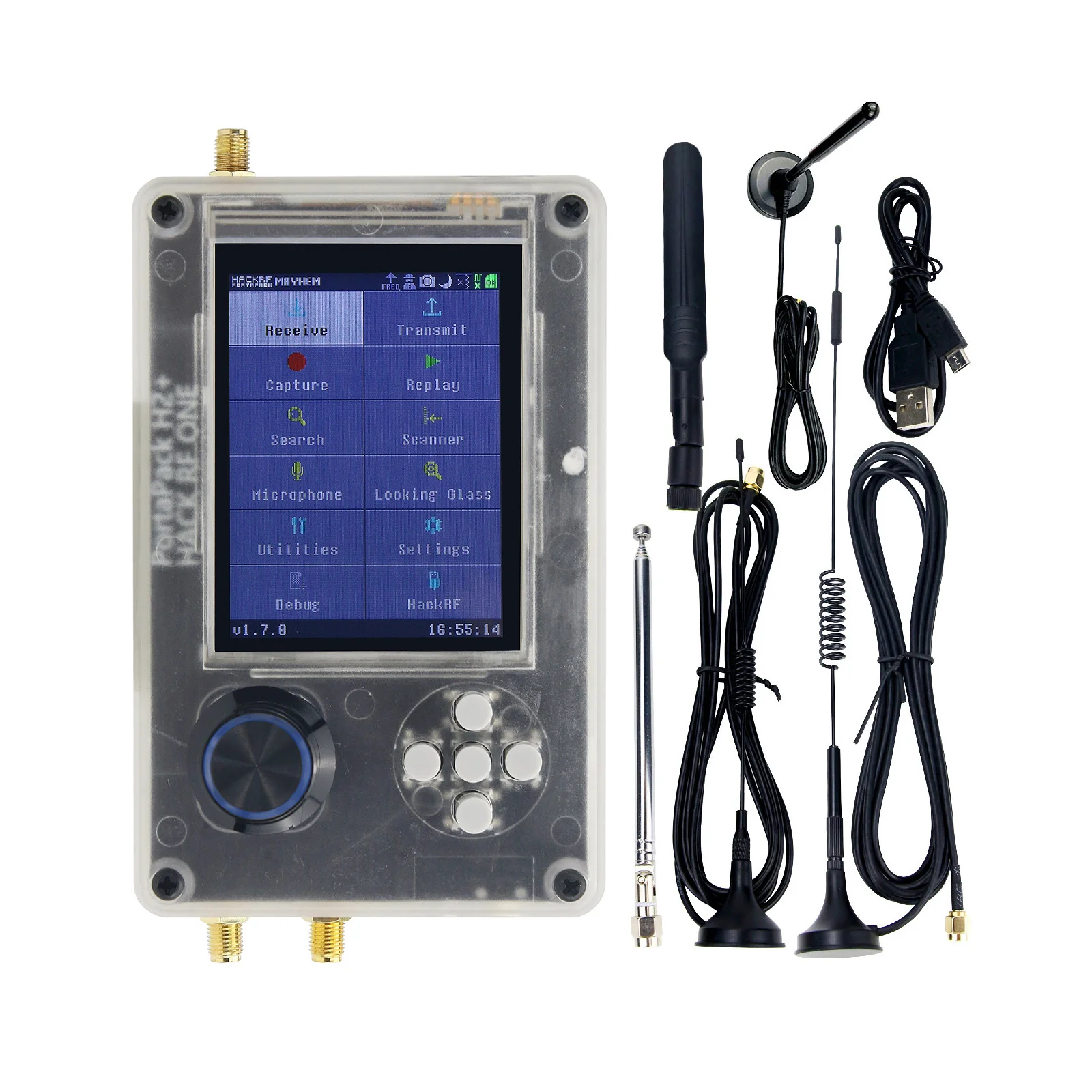 HackRF One R9 V2.0.1 + Upgraded PortaPack H2 with Antennas, USB