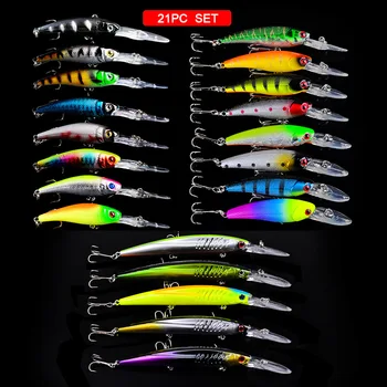 Wholesale 21Pcs Fishing Lures Kit Freshwater Bait Tackle Kit for Bass Trout Fishing Accessories Including Minnow Lure – Minnow – view 3