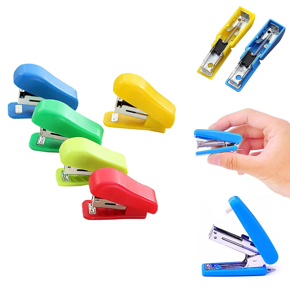 Random Color Stapler Solid Office Stationery Cute Mini Stapler for No. 10 Staples