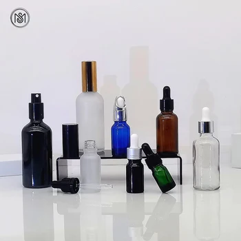 5ml 10ml 15ml 20ml 30ml 50ml 100ml 1 3 oz 2oz cosmetic serum hari oil amber black frosted dropper bottles glass bottle packaging