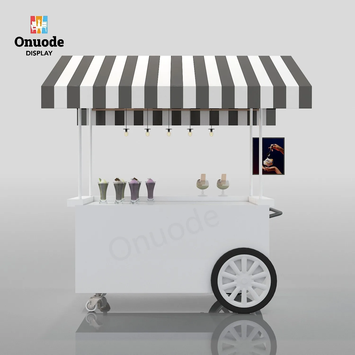Customized Mini Mobile Outdoor Street Snack Fast Food Trailer New Style Hand Push Commercial Sale Food Cart