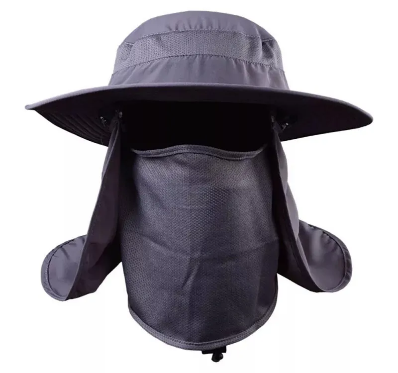 360 Degree Assembled Neck Cover Boonie Fish Camping Hunting Snap Hat Brim Cap New Ear Sun Flap Sport Breathable & Imperméable