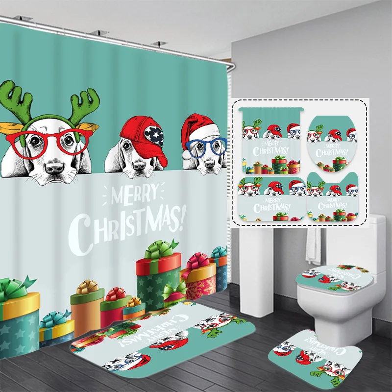 Домашний декор, недорогая Рождественская занавеска для душа в ванную комнату, 4 шт., прозрачная Роскошная занавеска для душа 3D