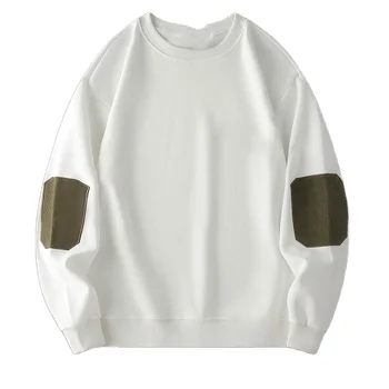 Hoodie  brand boys shirt with spring and autumn men's round neck 2024 new men's white long sleeve