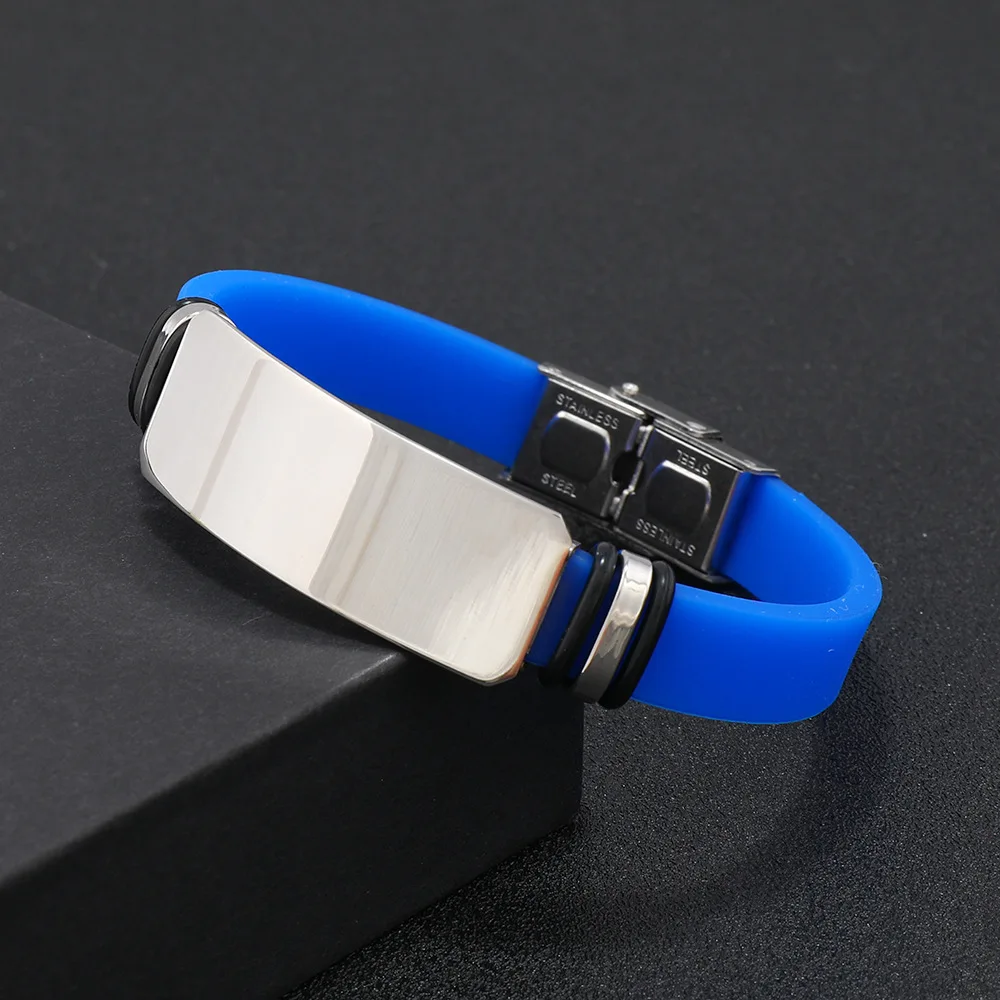 Spot Custom Logo Soft Silicone  Adjustable Basketball Bracelet Stainless Steel Engrave Name Phone Number for Women Men Jewelry