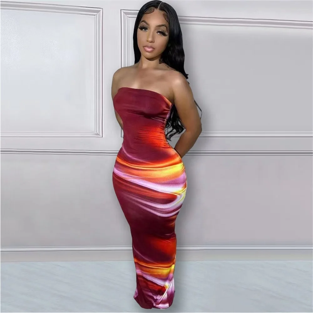 strapless open back dress Flex Fit Tube Top | Orange main image 1