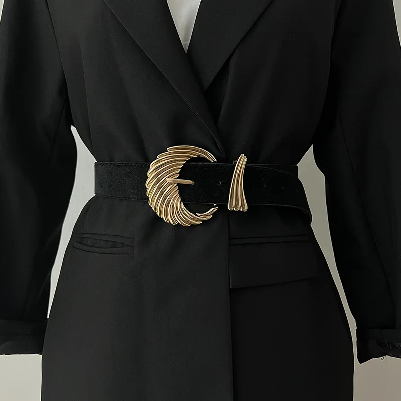 Винтажный женский летний широкий пояс черный бархатный стиль Instagram для сочетающейся юбки свитер или пиджак из искусственной кожи