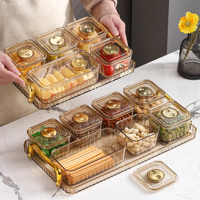 Fruit Plate Living Room Home Light Luxury Refreshment Coffee Table Snacks Dried Hard Candy Dish Dim Storage Box KTV Bar