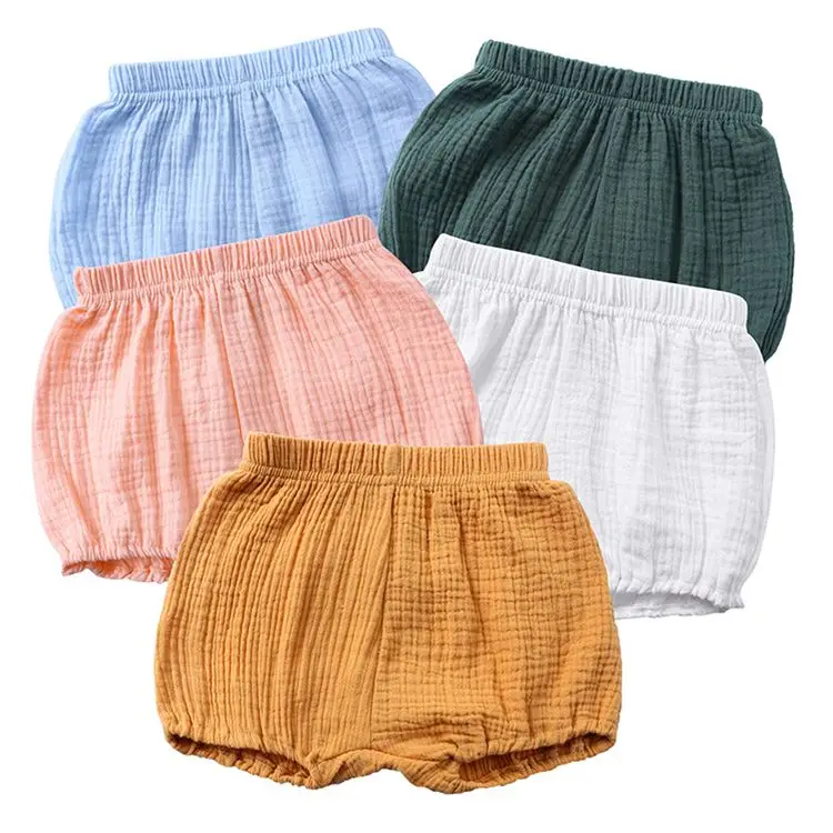 Модные хлопковые летние шорты для новорожденных мальчиков и девочек, однотонные шорты для хлеба